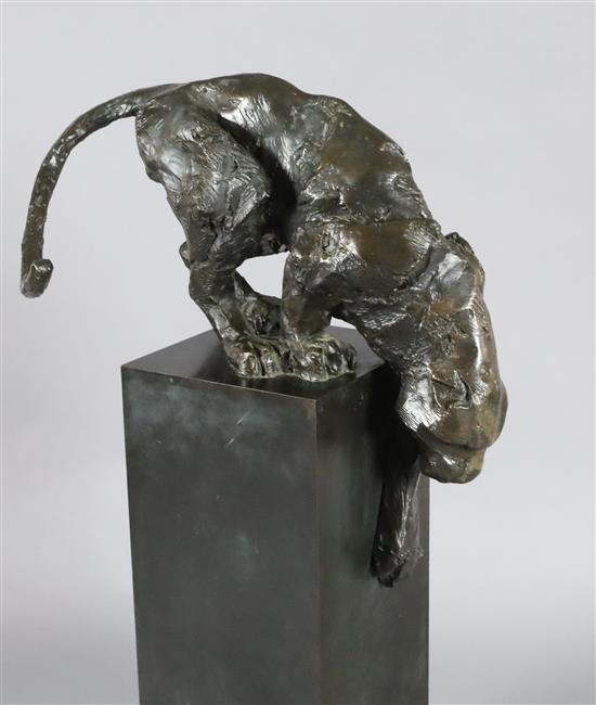 § Kate Denton (British b.1954). A patinated bronze group, Panther, H.35.5in.